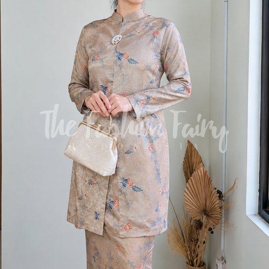 SET KEBAYA KURUNG AQUARELLE SAND STONE