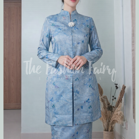 SET KEBAYA KURUNG AQUARELLE MISTY BLUE