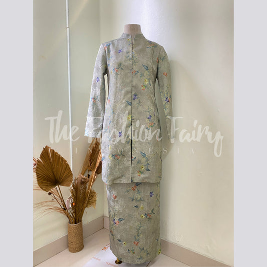 SET KEBAYA KURUNG AQUARELLE FOREST SAGE