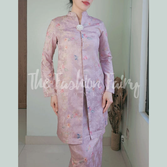 SET KEBAYA KURUNG AQUARELLE MUTED ROSE